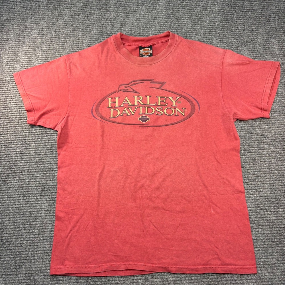 Vintage Harley Davidson Mississippi Coast Eagle T-Shirt Red Mens M 1997 2000 USA